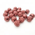 Bead, acrylic, red, 8x7mm round rose. Sold per pkg of 40.