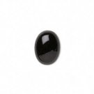 Cabochon, svart onyx, 16x12mm oval, 1st