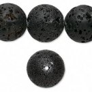 Lavasten, 18mm runda pärlor, svarta, 2st