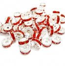 rhinestone,beads,6mm,silver,plated,red