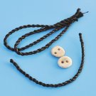 Braided leather cord for bracelets with button closure, 5cm, 1pc