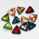 Glass rhinestones, 18mm triangle, mixed colours, 3pcs