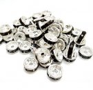 rhinestone,beads,6mm,silver,plated,black