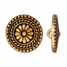 tierracast,button,antique,gold,flower