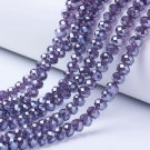 Faceted glass beads, 8x6mm rondelles, purple, 30pcs