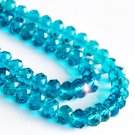 Faceted glass beads, 8x5mm rondelles, teal, 32-35pcs