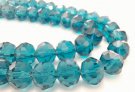 Faceted glass beads, 10x7mm rondelles, teal, 20pcs