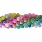 Krackled, matte agate beads, 6mm, mixed colours, 25pcs