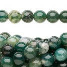 Bead, moss agate (natural), 8mm round. Sold per pkg of 24-25 beads
