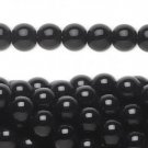Bead, natural black obsidian, 7-8mm round, 24-25 beads