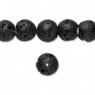 Bead, lava rock (natural), 8mm round, black. 25pcs