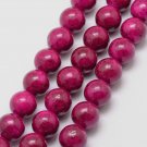 Fossil, 10mm round beads, dark pink, 10pcs