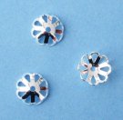 Bead cap, silver-plated, 10x3.5mm flower, fits 10-14mm bead. Sold per pkg of 20.
