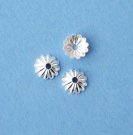 Bead cap, silver-plated brass, 6x2mm ribbed round. Sold per pkg of 25pcs