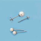 Ear studs for half-drilles beads, steel color