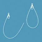 Drop-shaped beading hoop, 22x45mm, silver-plated, pkg of 2