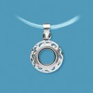 Pendant, silver-plated brass, 10mm round filigree cabochon setting. Sold per pkg of 1