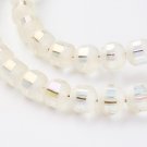 Matte/glossy glass beads, 6mm round, white, 1 strand