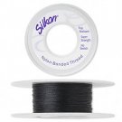 Silkon i olika grovlekar, förstärkt pärltråd av nylon, svart, 18.3m