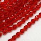 Drop-shaped glass beads, red, faceted