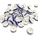rhinestone,beads,6mm,silver,plated,dark,blue