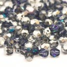 Czech Fire Polished faceted beads, 4mm round, Crystal - Heliotrope, 100pcs