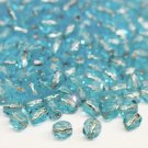 Czech Fire Polished faceted beads, 4mm round, Silver-Lined Aquamarine, 100pcs