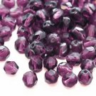 Czech Fire Polished faceted beads, 6mm round, Amethyst, 50pcs