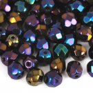 Czech Fire Polished faceted beads, 6mm round, Iris Blue, 50pcs