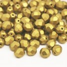 Czech Fire Polished faceted beads, 6mm round, Matte Metallic Aztec Gold, 50pcs