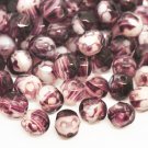 Czech Fire Polished faceted beads, 6mm round, Dark Amethyst - White, 50pcs