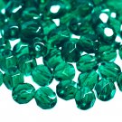 Czech Fire Polished faceted beads, 6mm round, Dark Emerald, 50pcs