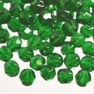 Czech Fire Polished faceted beads, 6mm round, Green Emerald, 50pcs