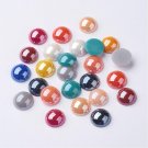 Pearlized glass cabochons, ca 11.5mm round, mixed colors, 20pcs