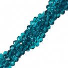 Faceted glass rondelle bead, 4x6mm, teal, approx 90pcs