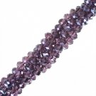 Faceted glass rondelle bead, 4x6mm, amethyst purple. Sold per strand.