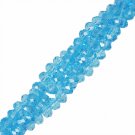 Faceted glass rondelle bead, 4x6mm, turquoise blue. Sold per strand.