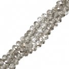 Faceted glass rondelle bead, 4x6mm, grey. Sold per strand.