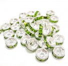 rhinestone,beads,6mm,silver,plated,green