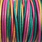 Genuine leather cord, 2mm, multi-coloured, priced per 1m