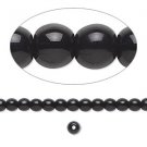 Glass beads, 6mm round, black, 1 strand of approx. 50 beads