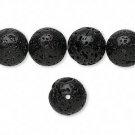 Lavasten, 12mm runda pärlor, svarta, 10st