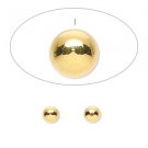Bead end, gold-plated,5mm half-drilled round,memory wire