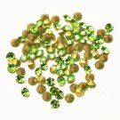 Glass rhinestone, 2mm, chaton, peridot green, 1g- approx. 155pcs