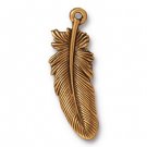tierracast,charm,feather,gold,antique,brass