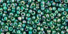 TOHO seed beads, storlek 11/0 (2.2mm), Trans-Rainbow Green Emerald, 10g