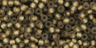 TOHO seed beads, storlek 11/0 (2.2mm), Frosted Gold-Lined Black Diamond, Rainbow, 10g
