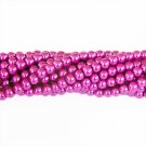 Round glass pearls, 6mm beads, pink/fuchsia
