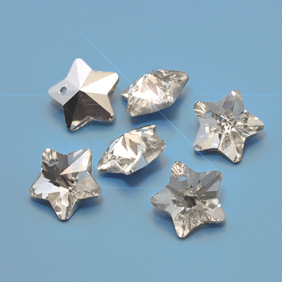 Drops - crystal stars, 14mm, crystal clear, 10pcs