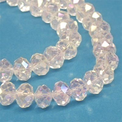 Faceted glass beads, 10x7mm rondelles, clear AB, 20pcs></a></div><div class=